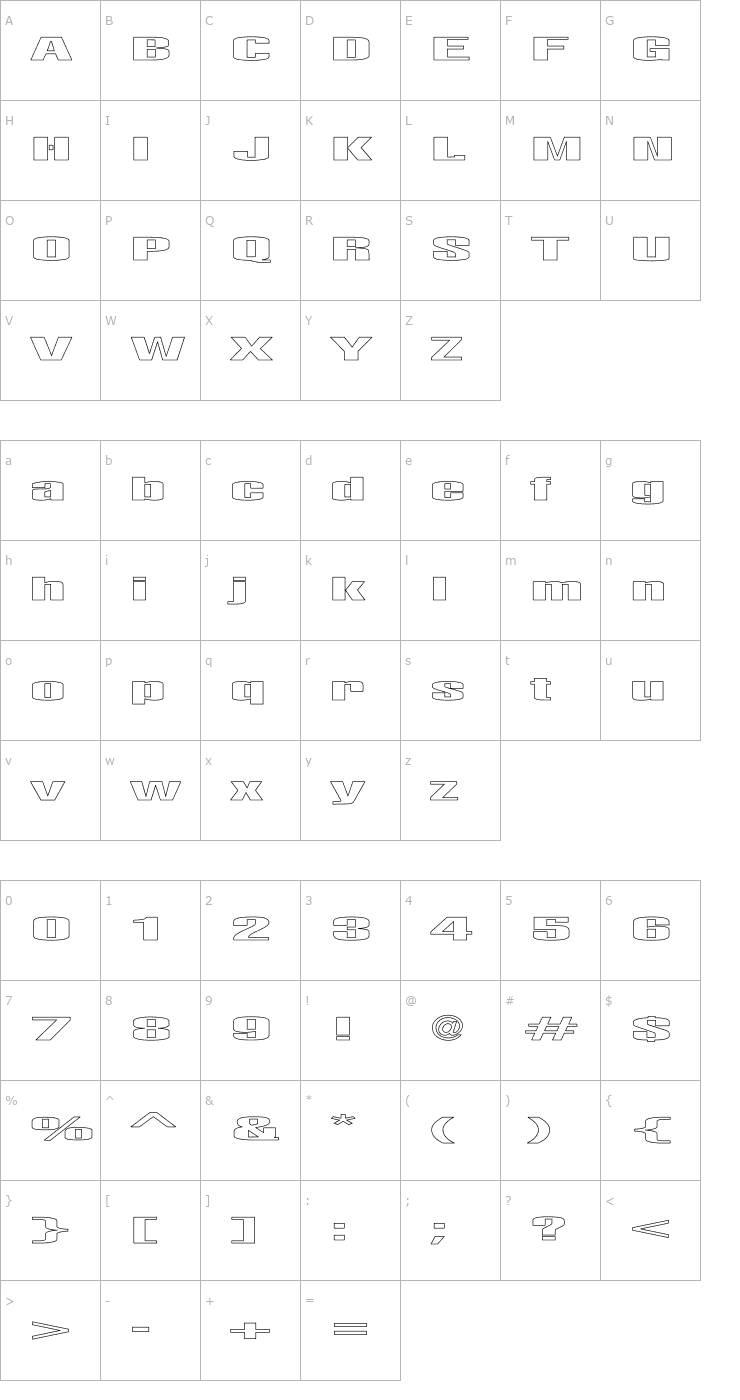 Character Map LightsOut Ho Font