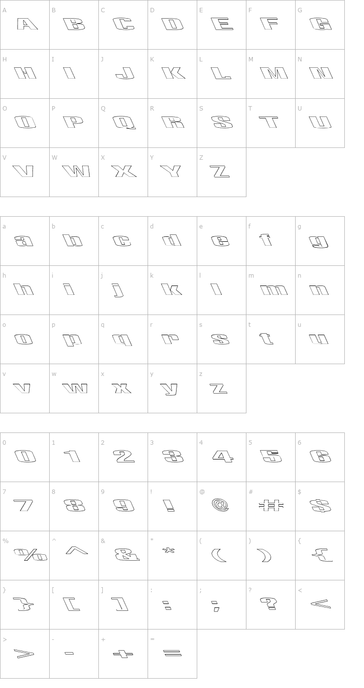 Character Map LightsOut HoLLOW Leftie Font