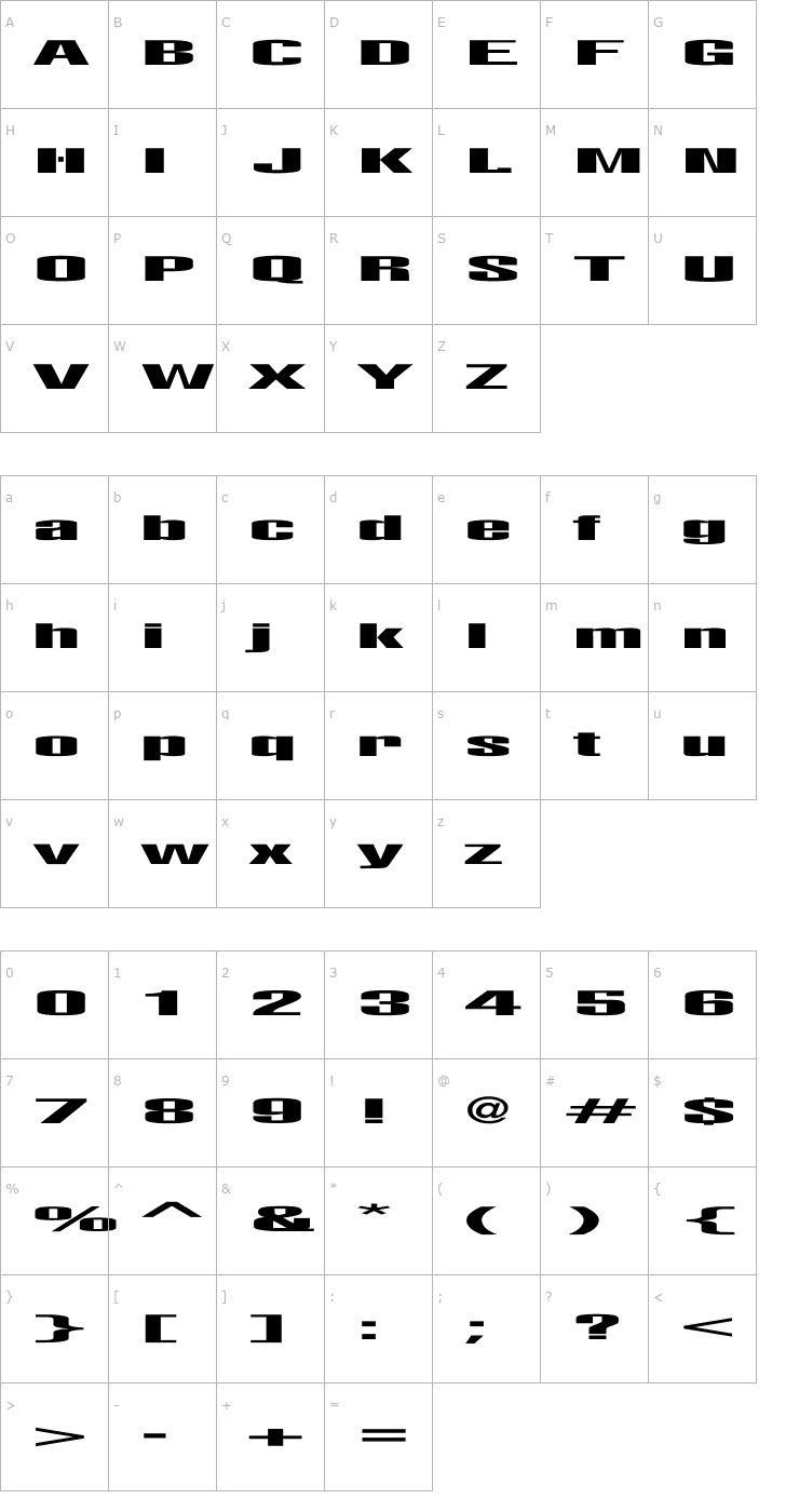 Character Map LightsOut Wd Font