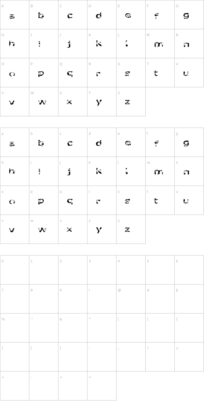 Character Map Like fonts in the rain Font