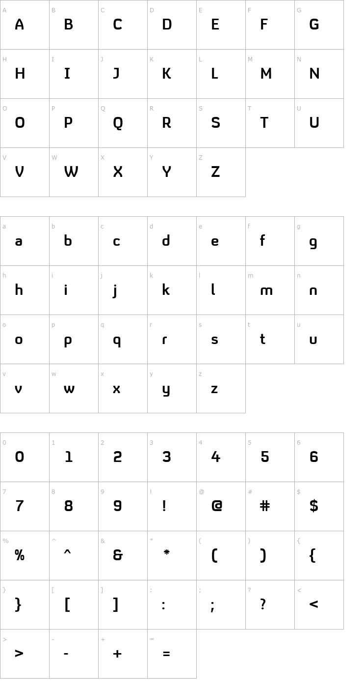 Character Map LikeBBC4 Bold Font