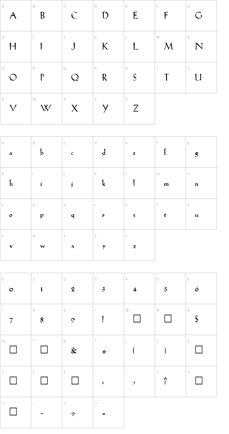 Character Map LilHvy Regular Font