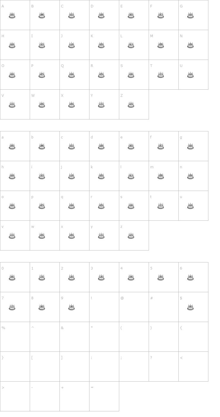 Character Map Lilians Geburtstag Font