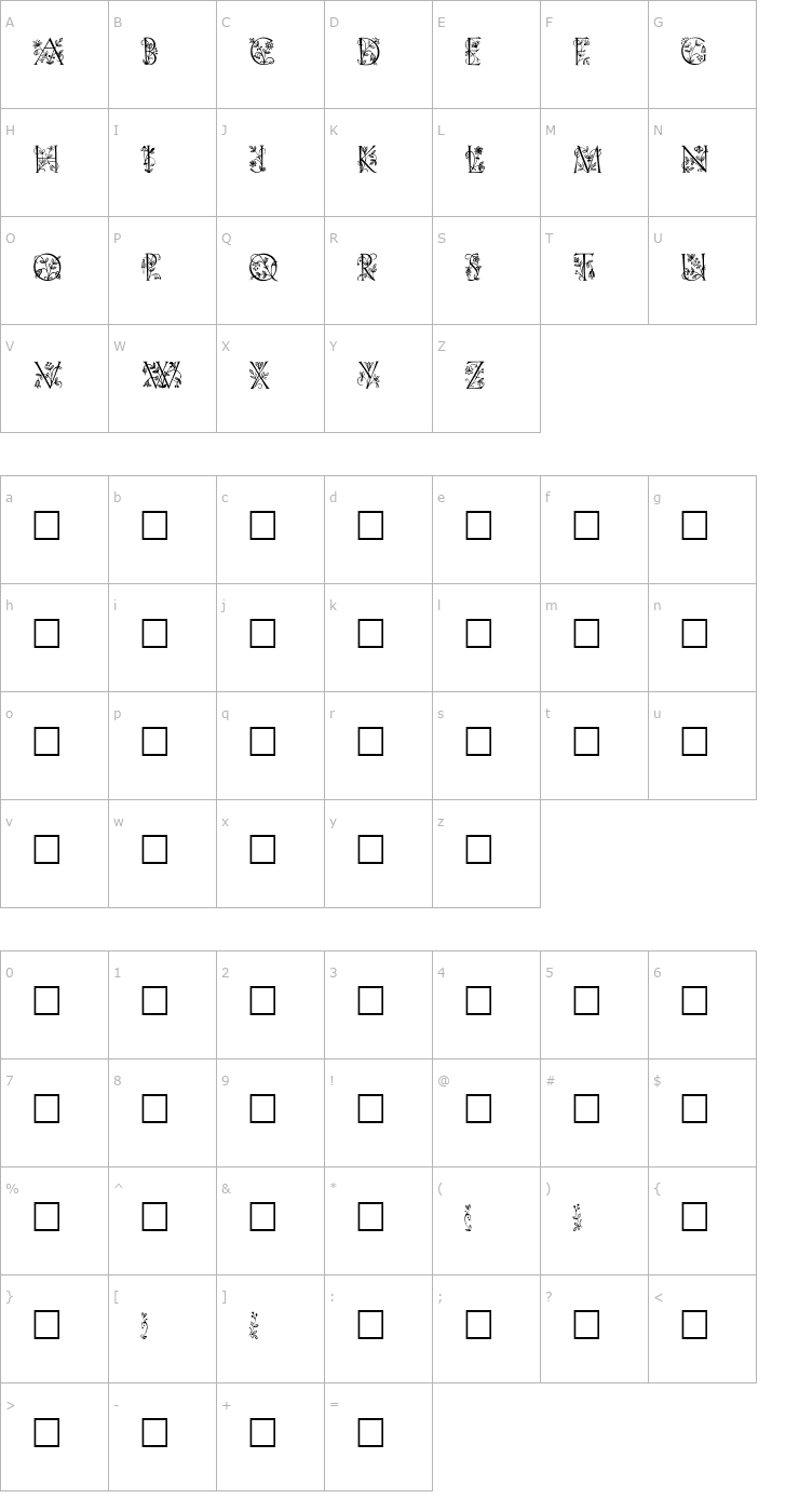 Character Map Lilith Plain Font