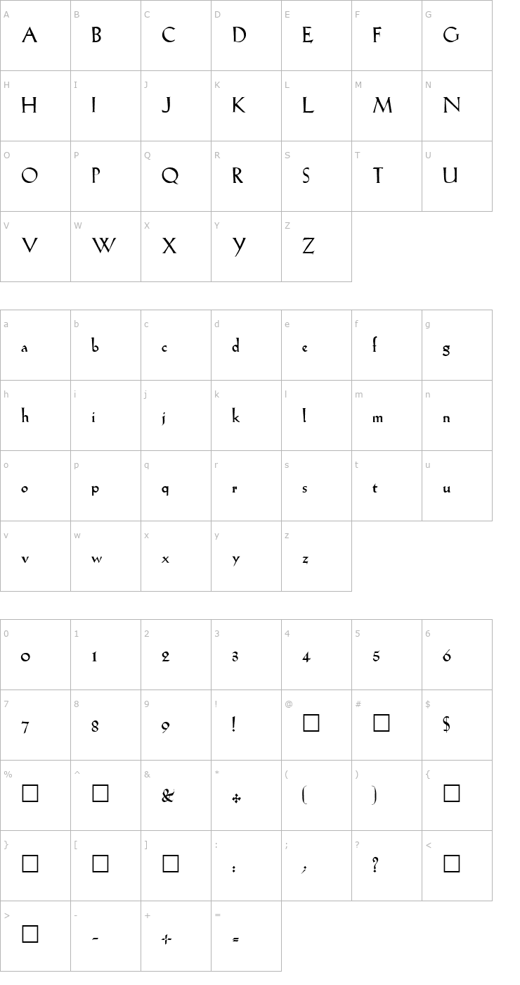 Character Map LilithHeavy Font