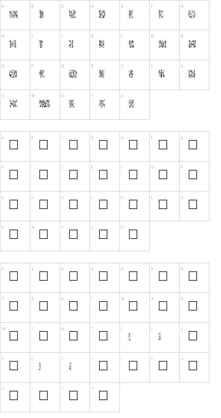Character Map LilithInitials Font