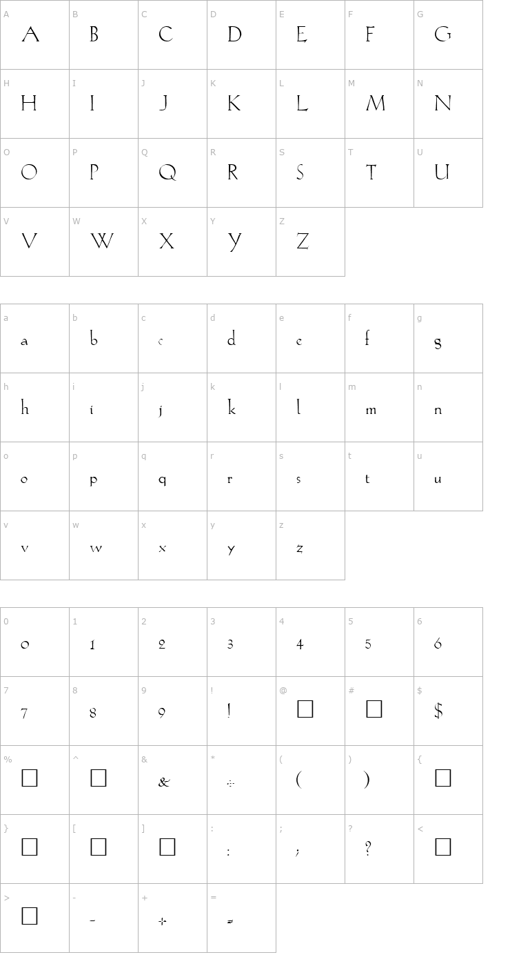 Character Map LilithLight Font