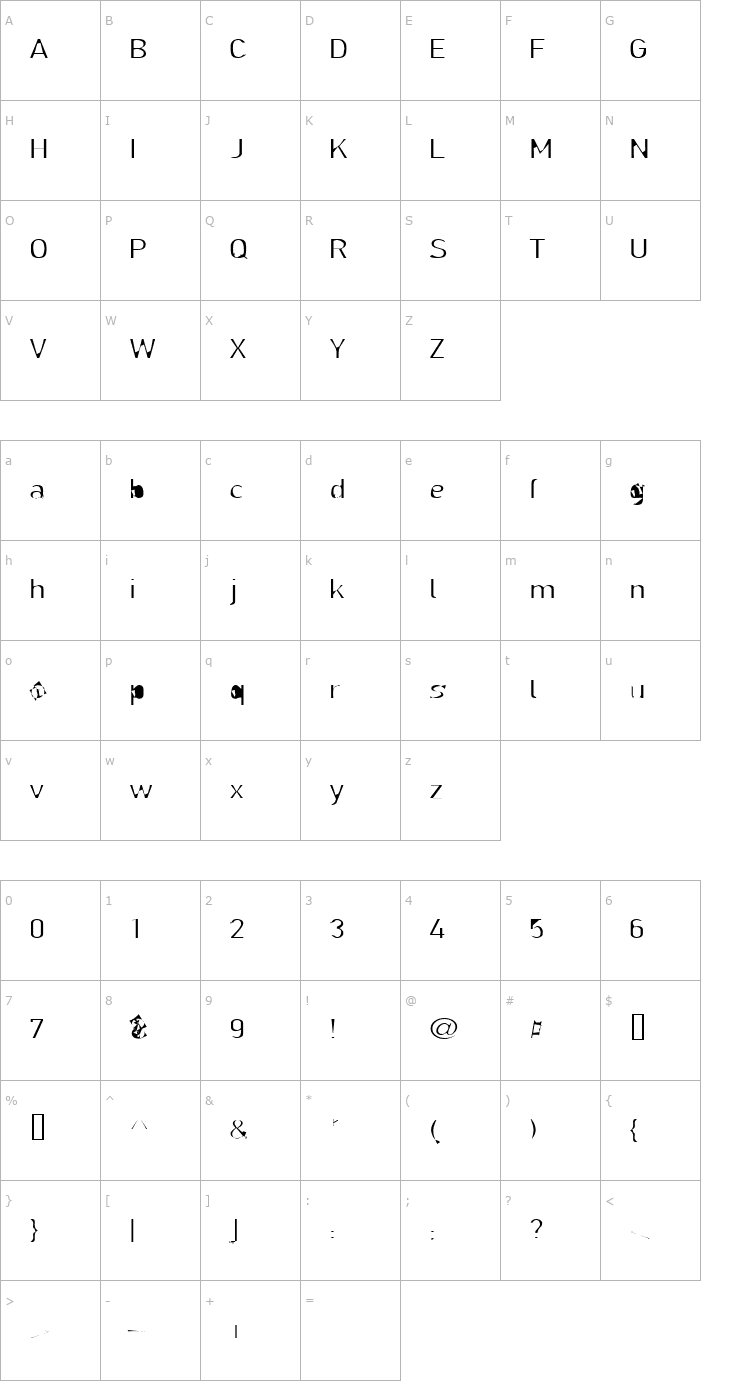 Character Map LillSnase Font