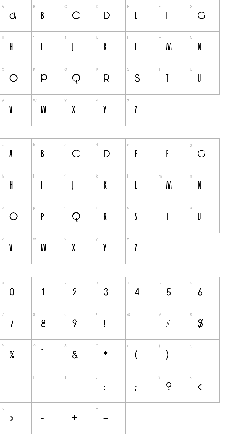 Character Map LillyBecker Font