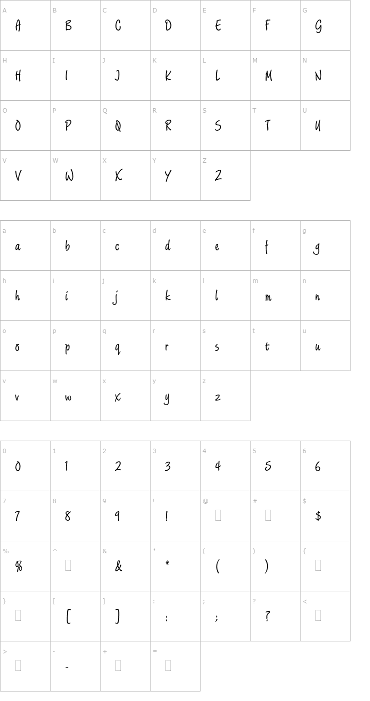 Character Map LimehouseScriptPlain OTF Font
