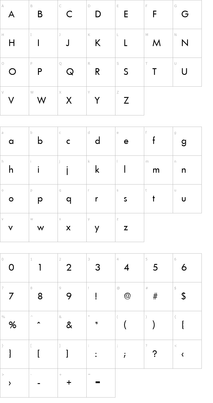 Character Map Limerick-Serial-Regular Font