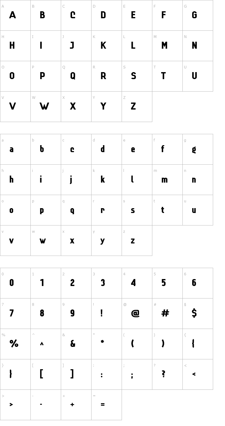 Character Map Lindau Black Font