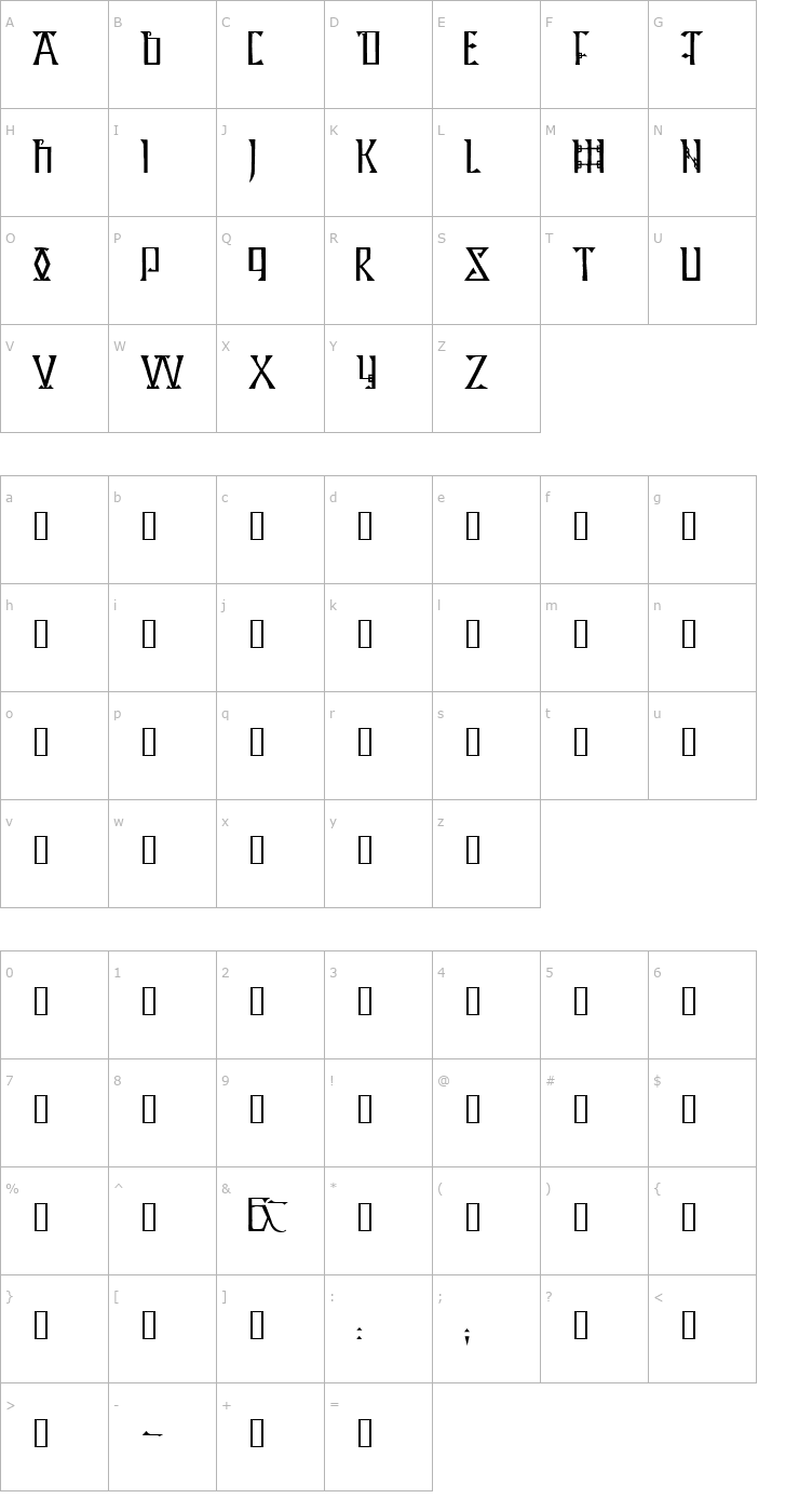 Character Map Lindisfarne Font