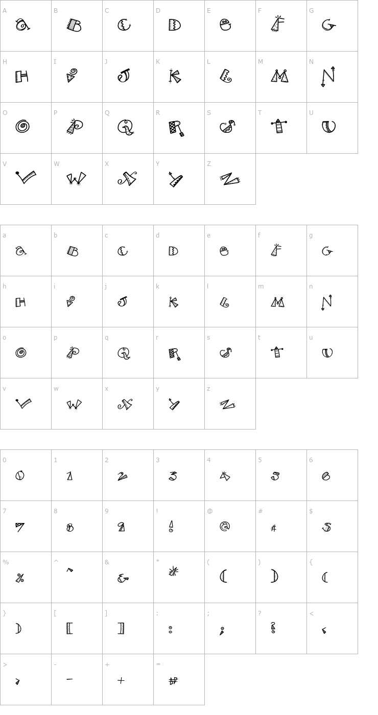 Character Map Lindsay Scrapramento Font