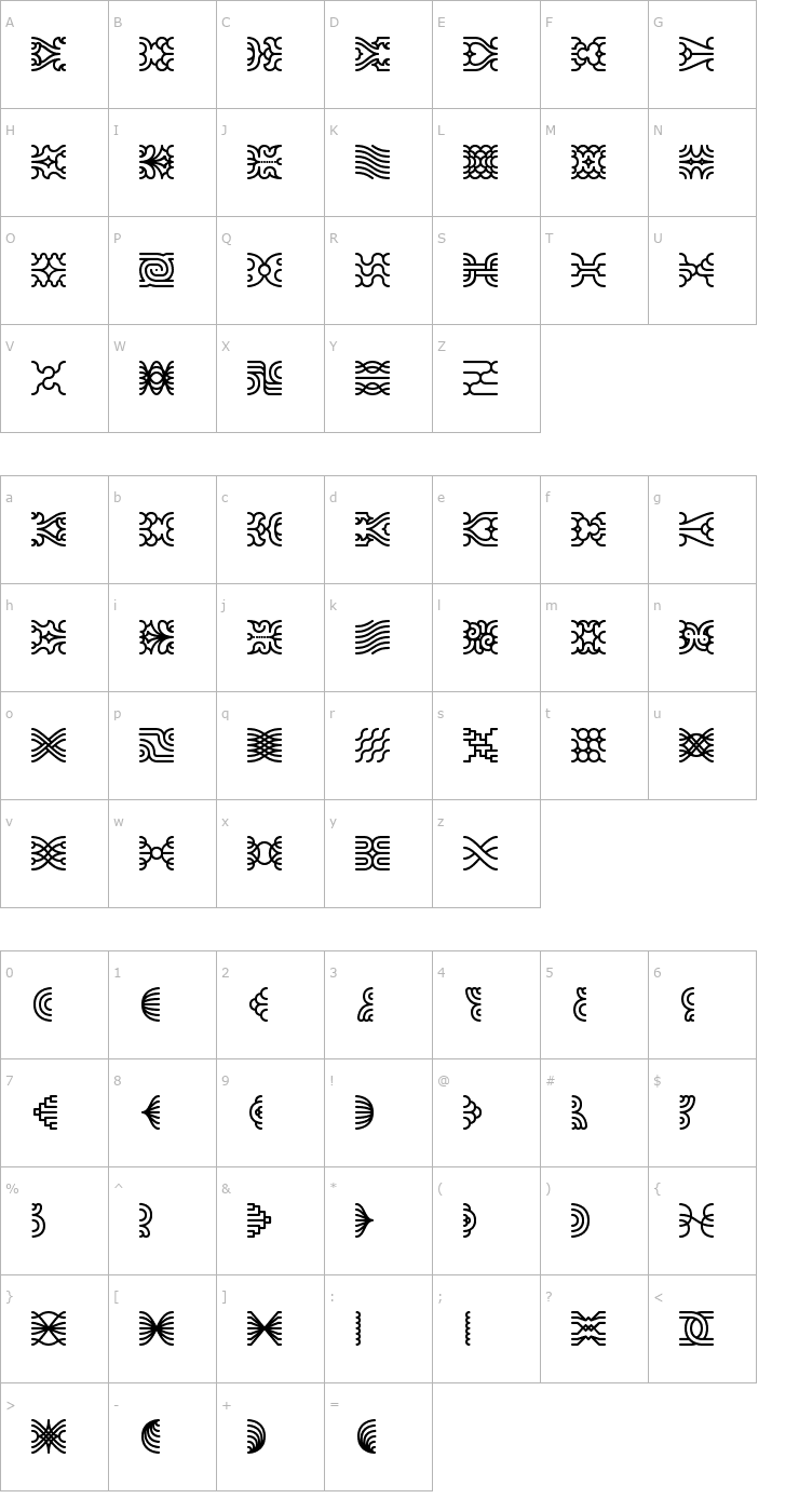 Character Map Line Dings (BRK) Font