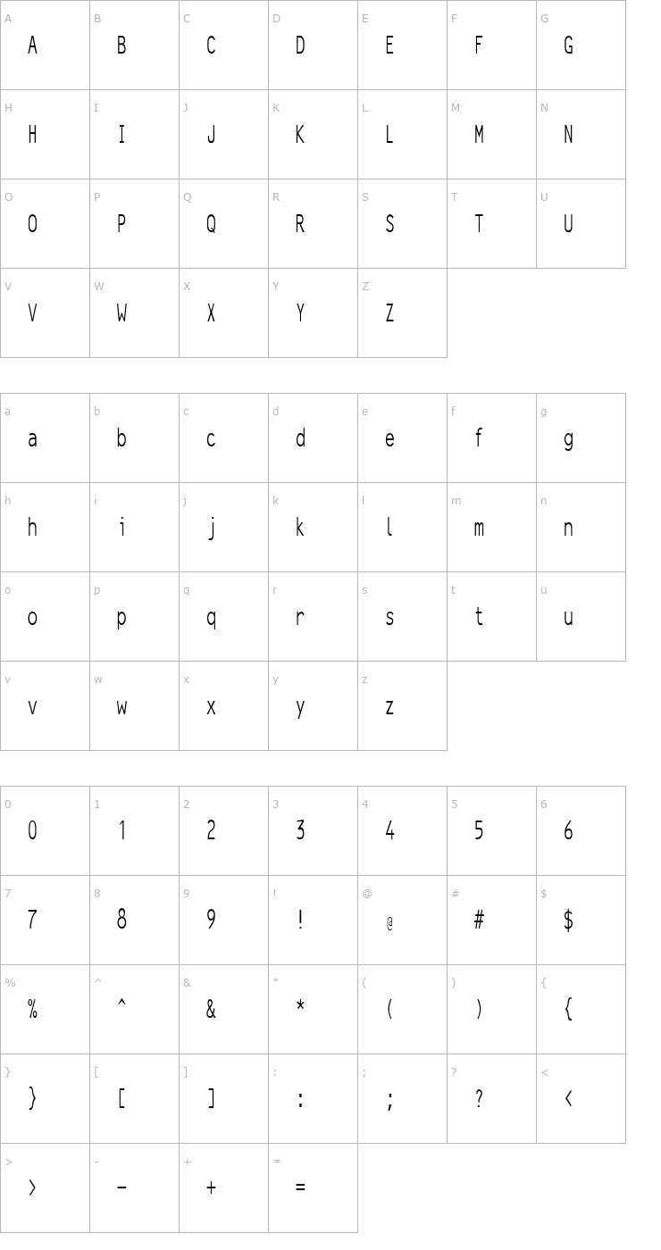 Character Map Line Printer 132 Font