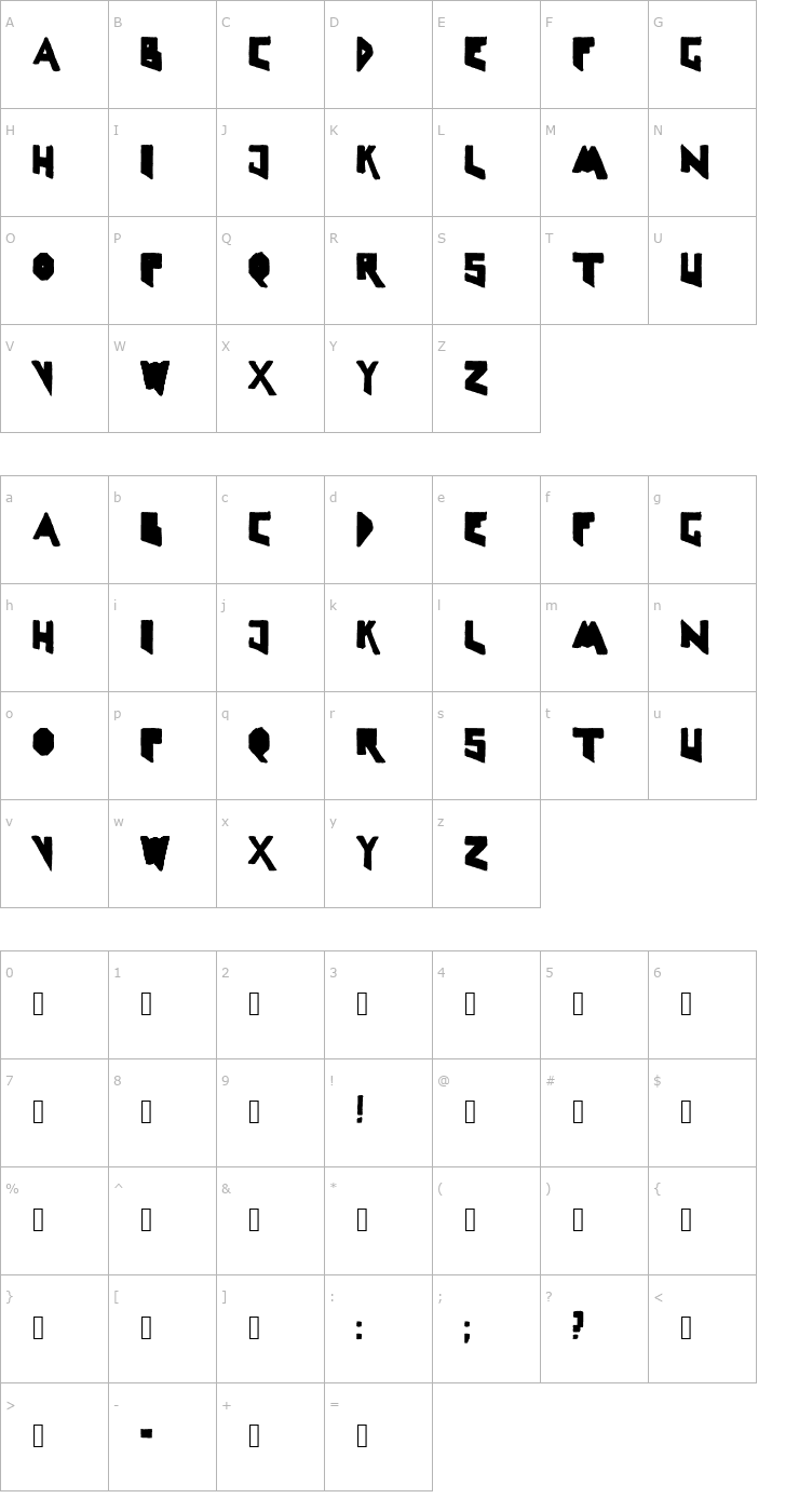 Character Map LineLineShapeDirty Font