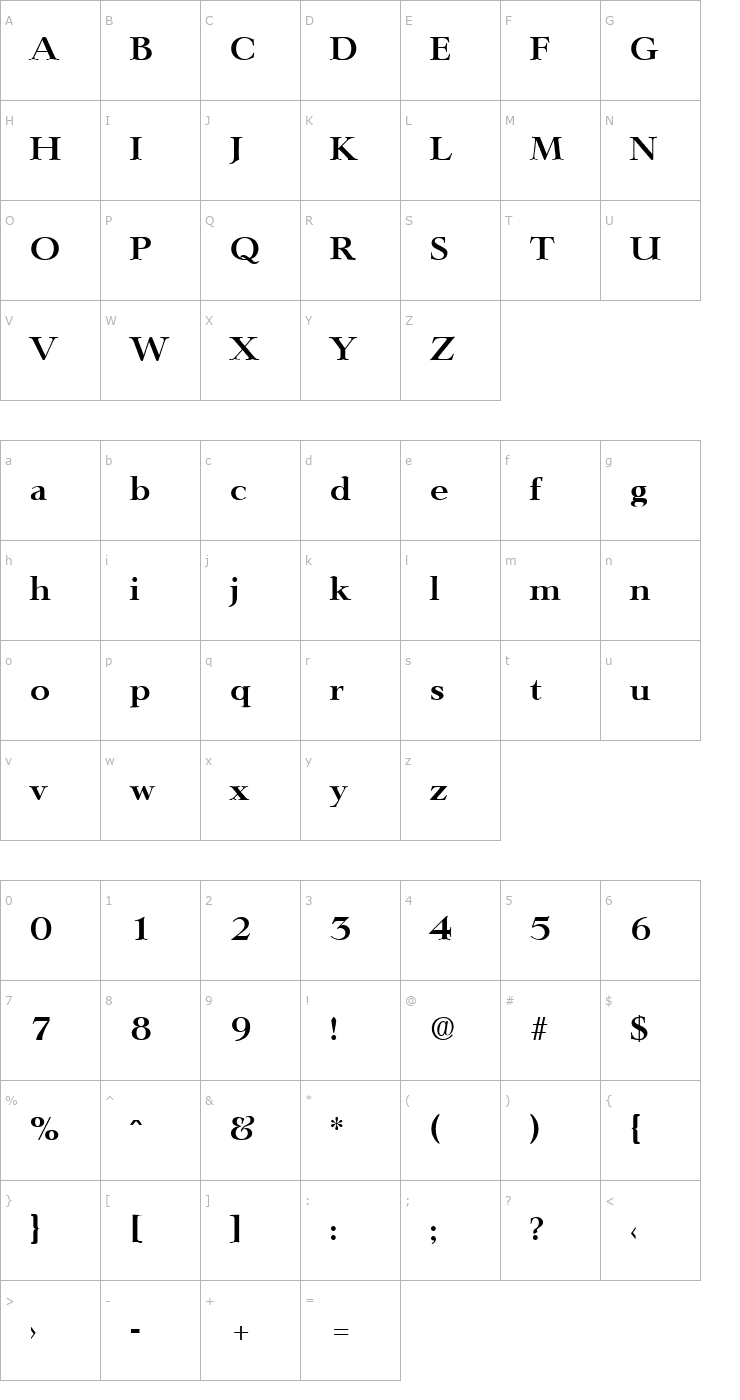 Character Map Lingwood-Serial-Bold Font