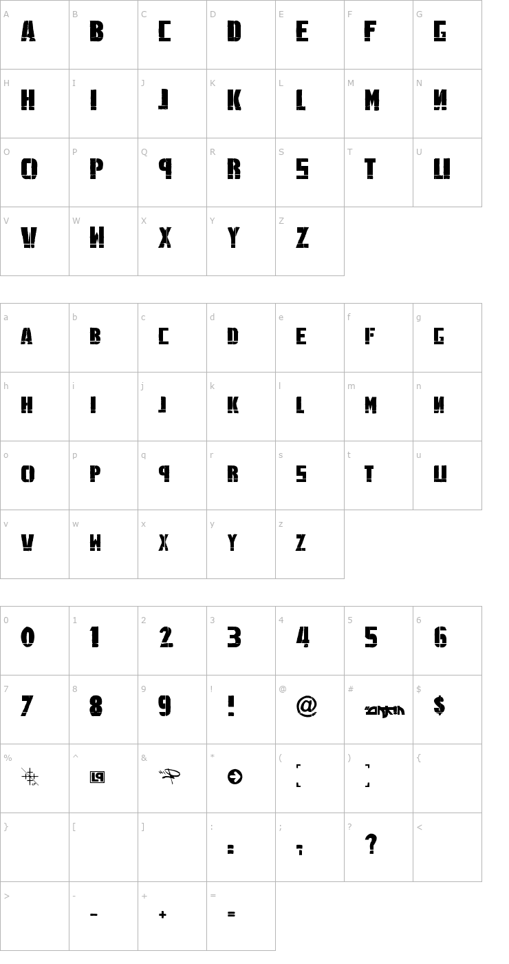 Character Map Linkin Park Font