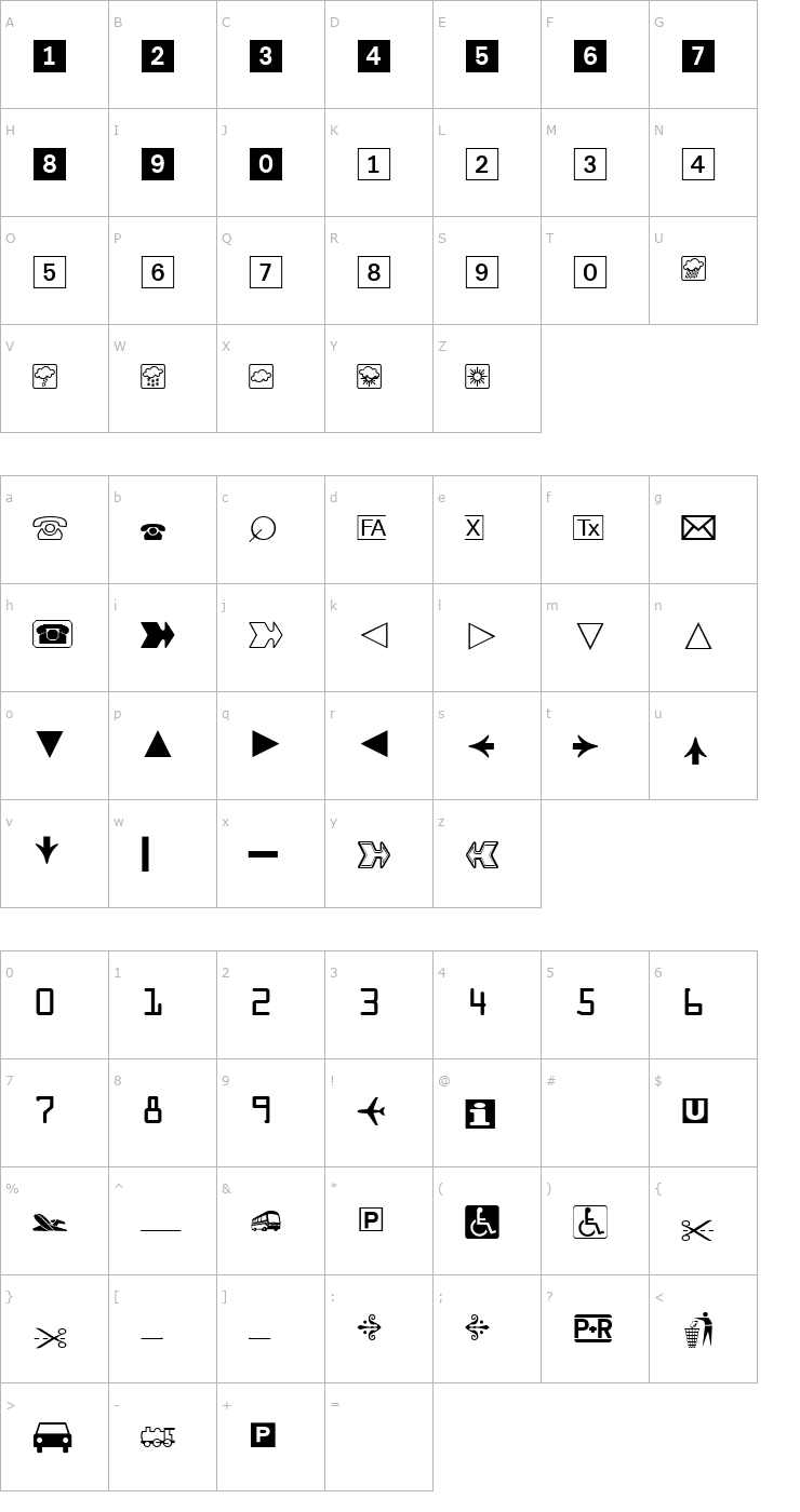 Character Map Linobats Font