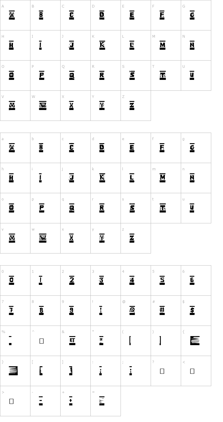 Character Map Linoleum Font