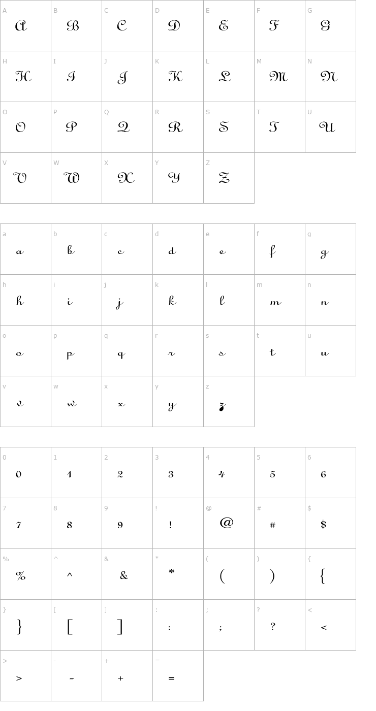 Character Map Linoscript Wd Font