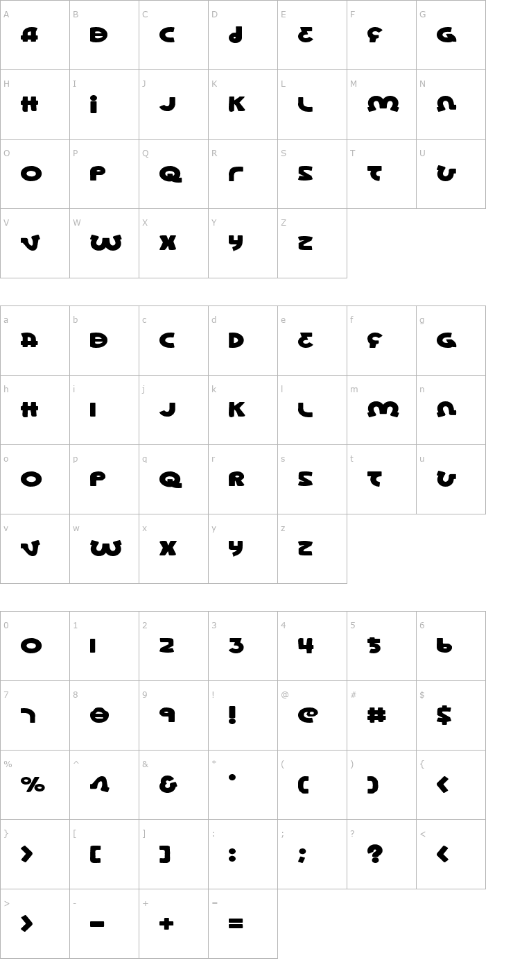 Character Map Lionel Expanded Font