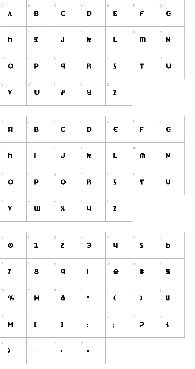 Character Map Lionheart Bold Font