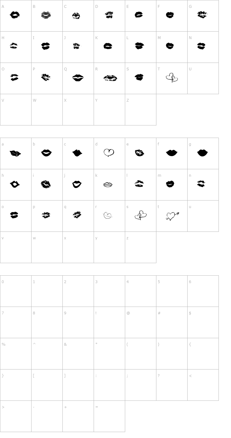 Character Map Lipstick Extras Font