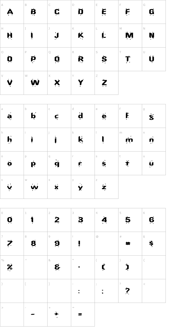 Character Map Liquid Ex Font