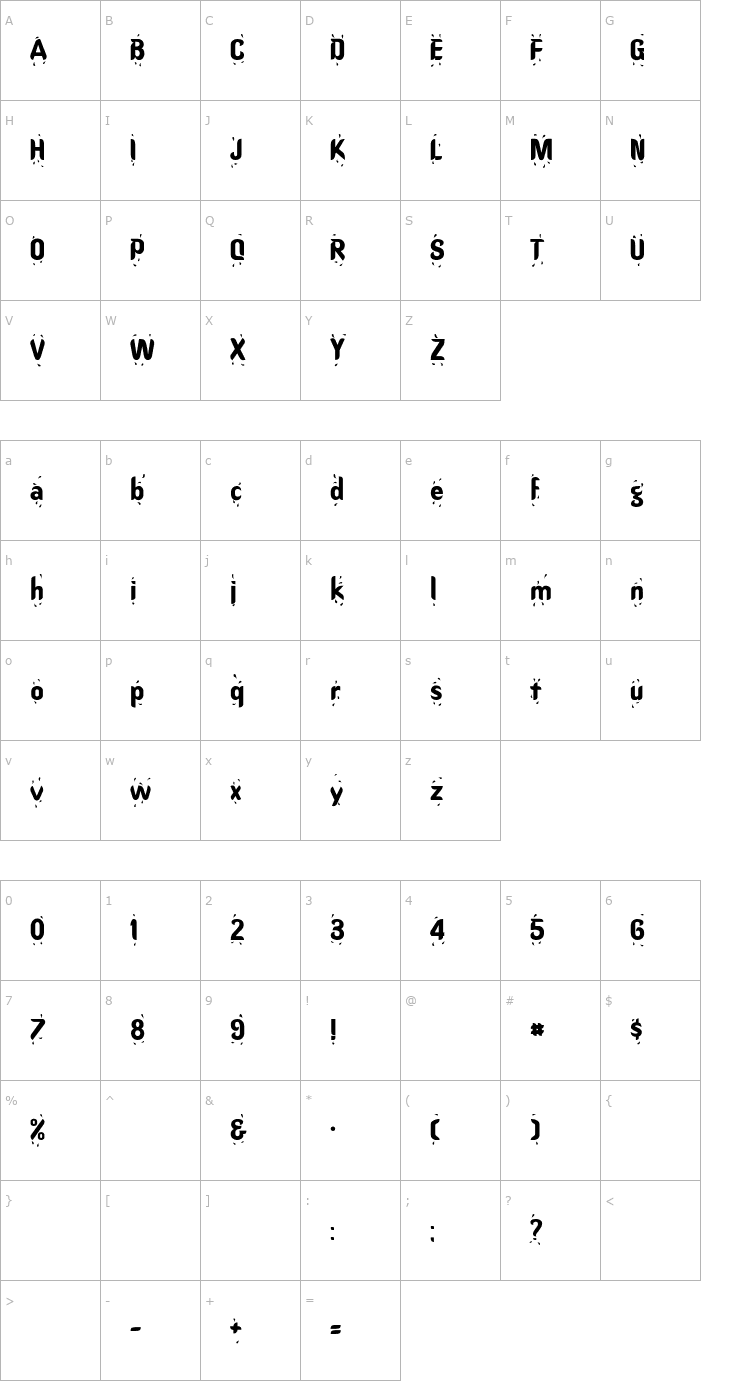 Character Map Liquid Font