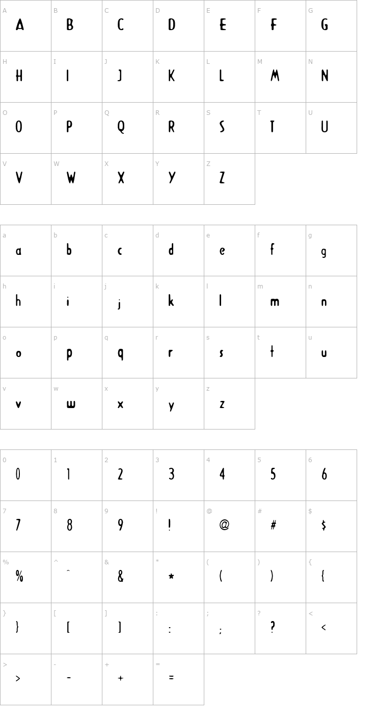 Character Map Liquid Nite Font