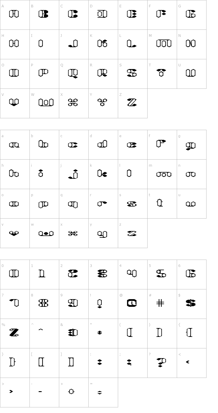 Character Map Liquid Sex Hard Edged and Empty Font