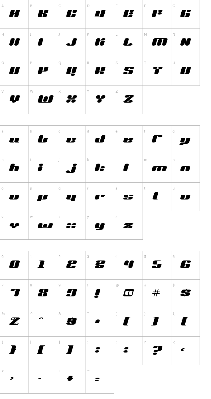 Character Map Liquid Sex Italic Font