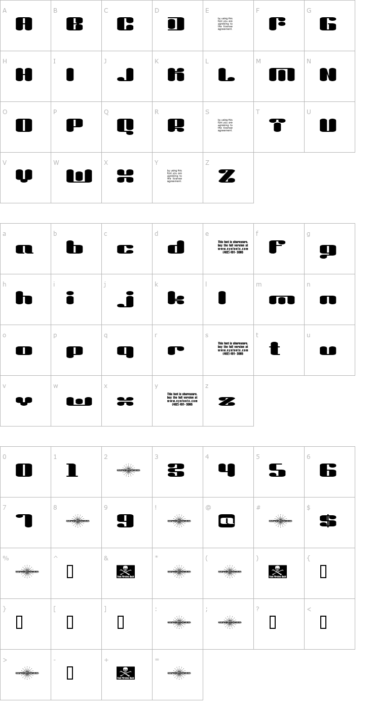 Character Map Liquid Sex UNPAID DEMO Font