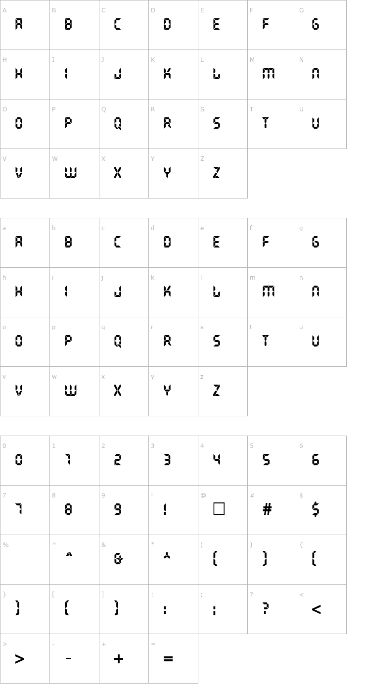 Character Map LiquidCrystal Normal Font
