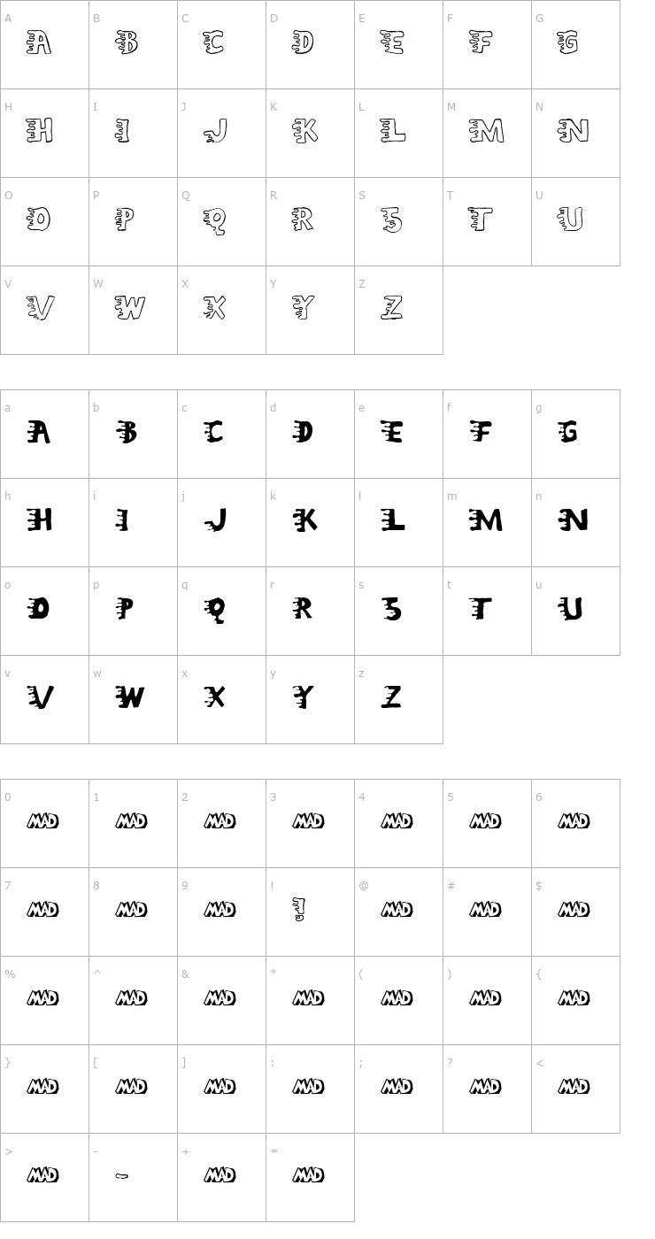 Character Map Liquidy Bulbous Font