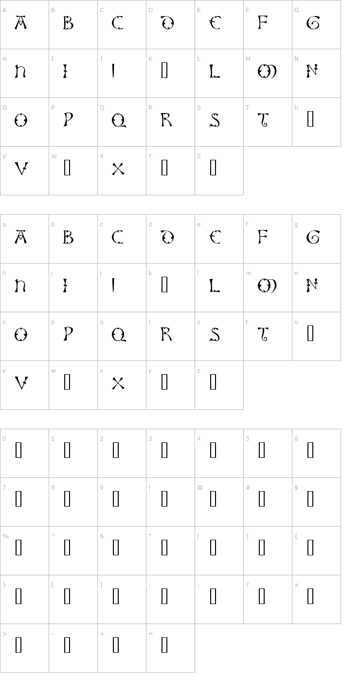 Character Map Lisbjerg Font