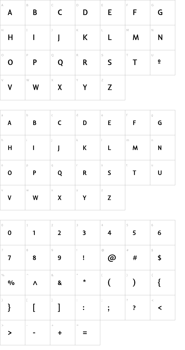Character Map LisboaSansSC-Bold Font