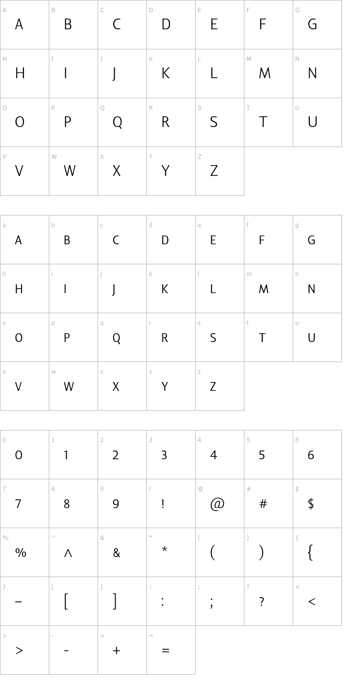 Character Map LisboaSansSCLight Font