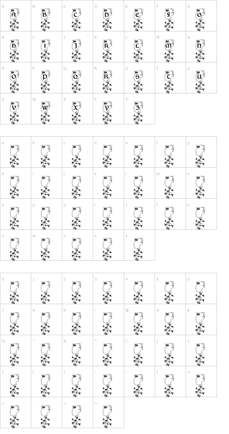 Character Map LisburneInitials Font