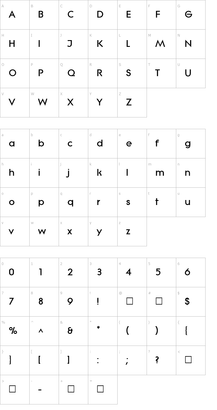 Character Map Lissen Regular Font