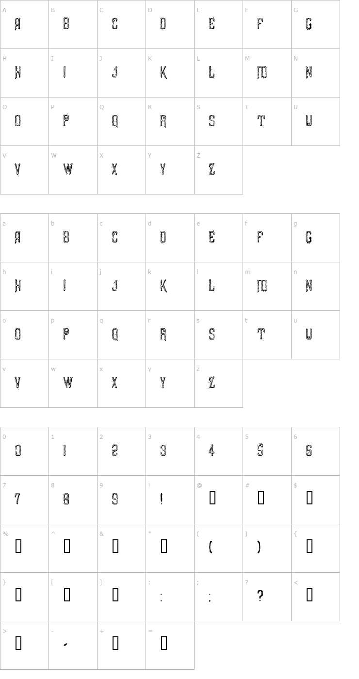 Character Map Liszthius-Alkimista Font