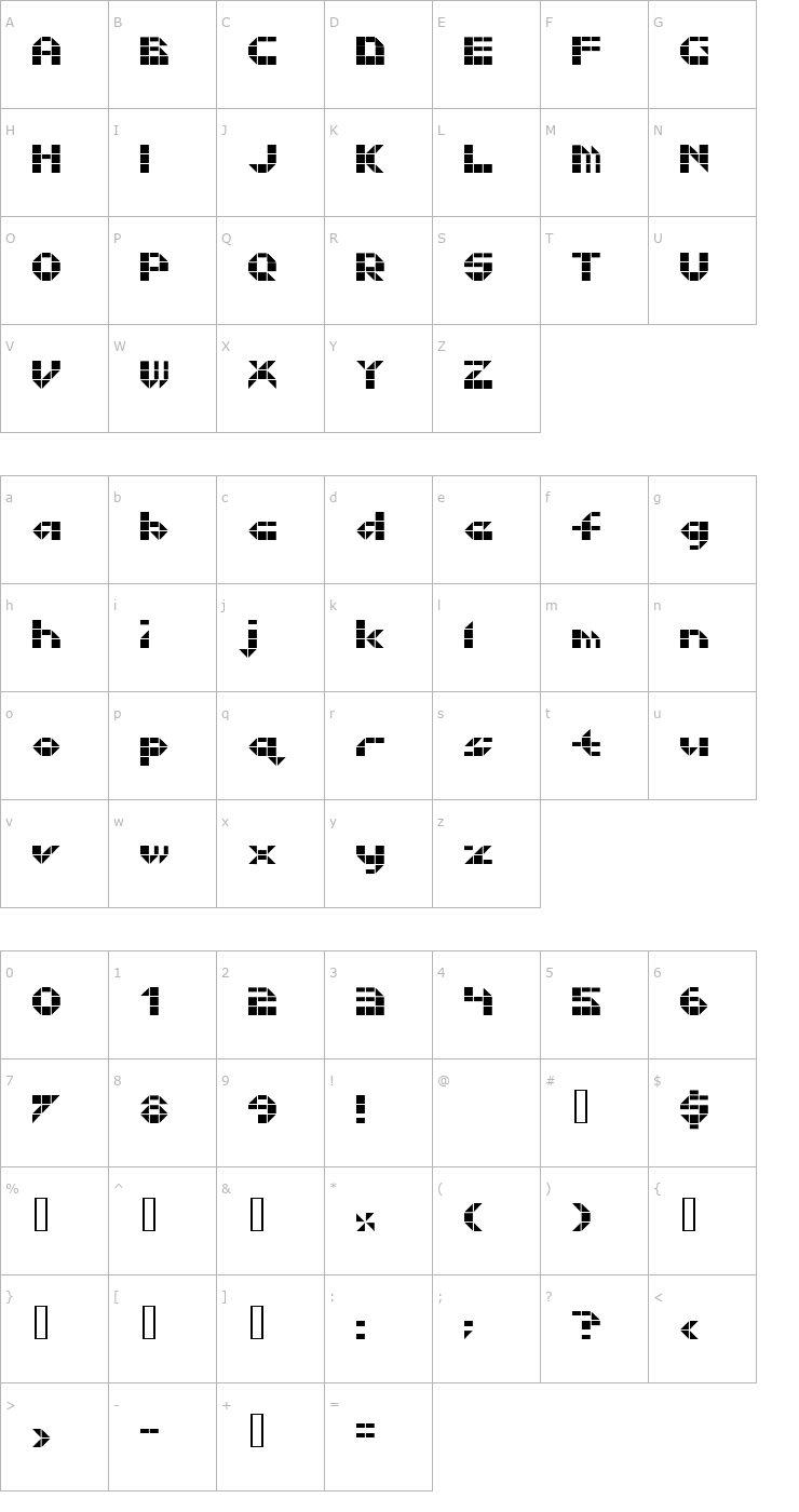 Character Map Litebrite 1975 Font