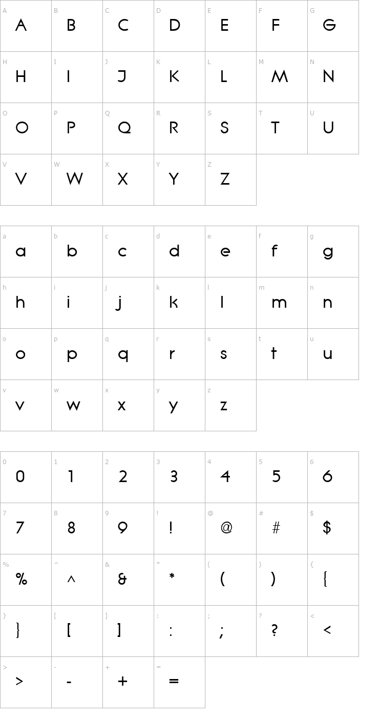 Character Map Lithe Bold Font