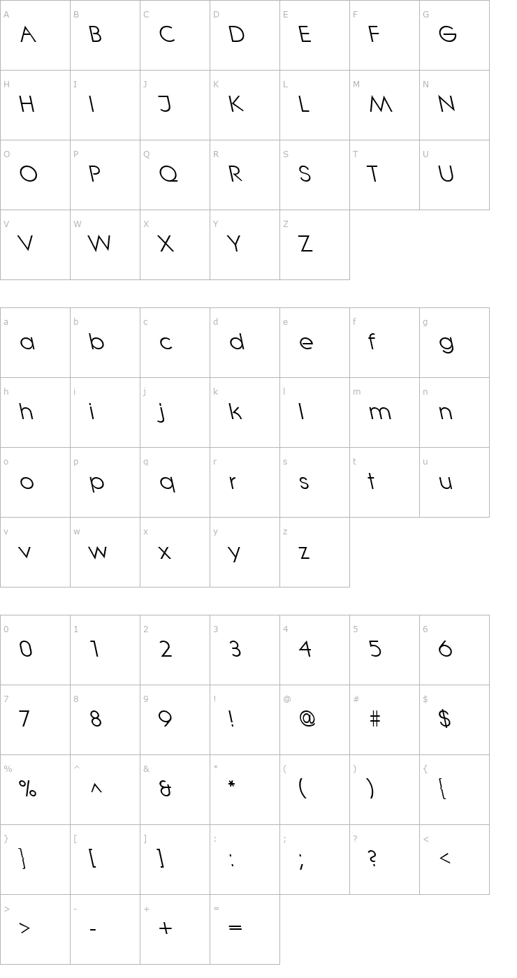 Character Map LitheLefty Regular Font