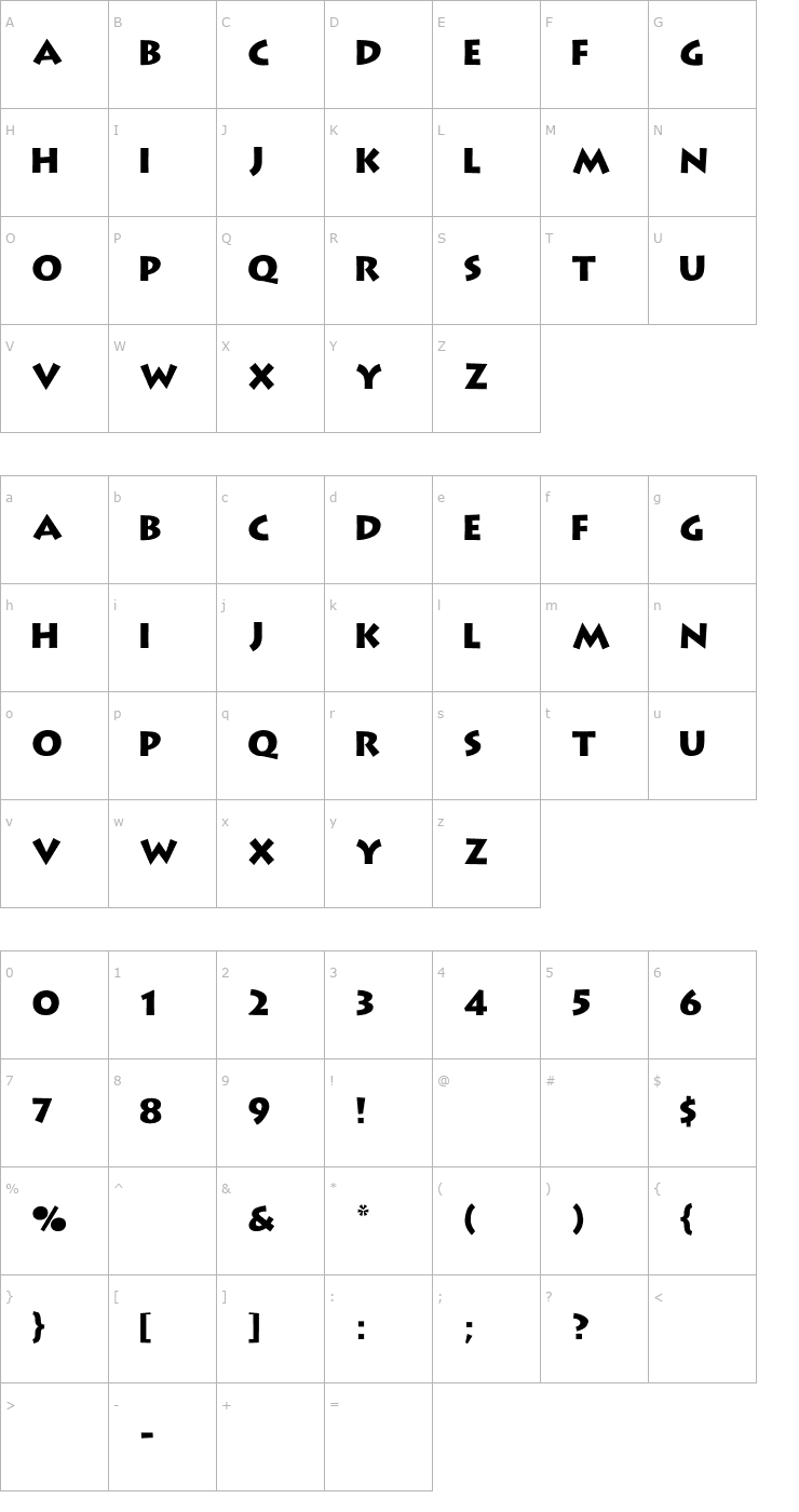 Character Map Lithograph Font