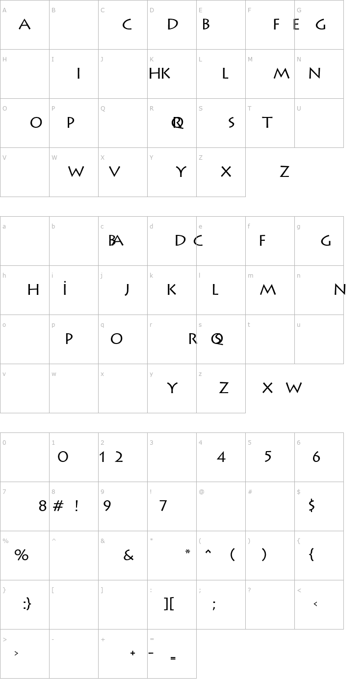 Character Map Lithograph Plain Font