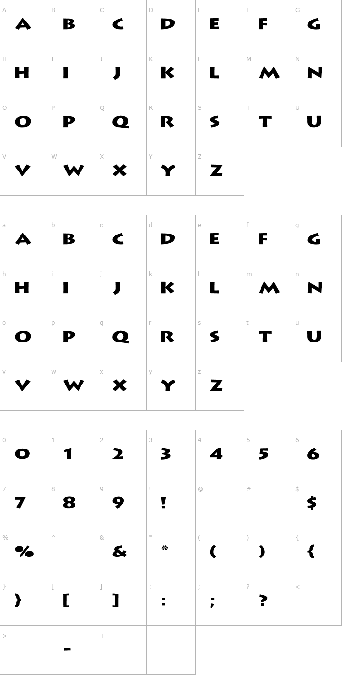 Character Map Lithograph Wd Font