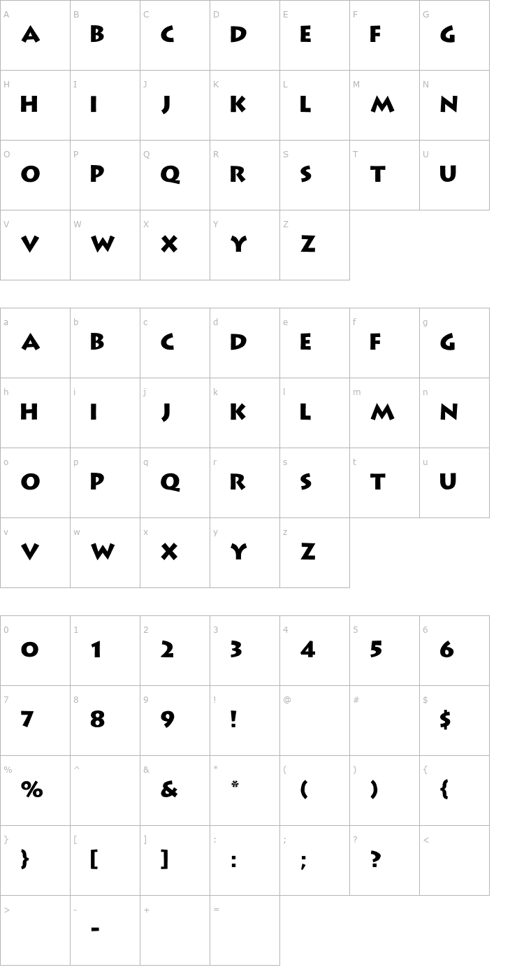 Character Map LithographExtBo Font